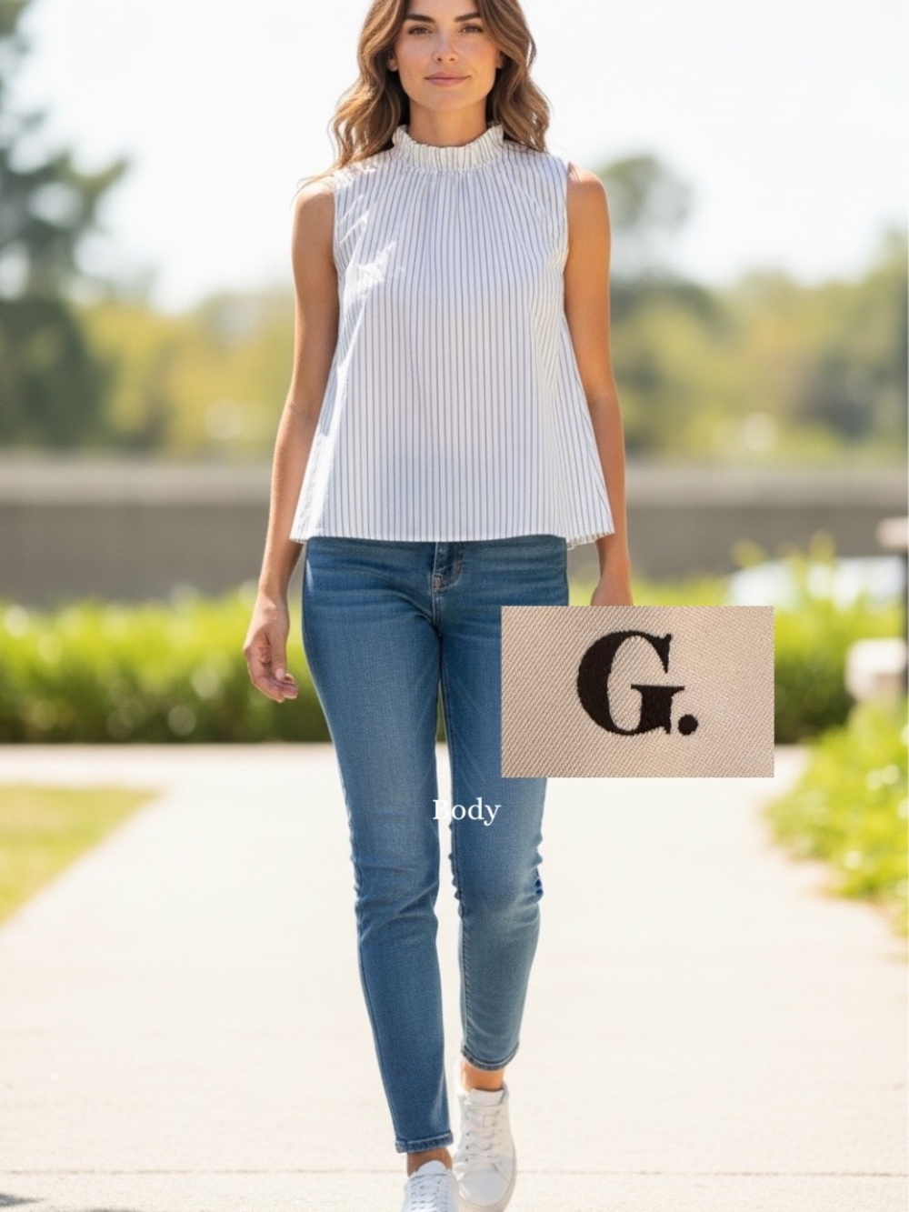 G. italy white ruffle neck, back V top, 0. GD1251